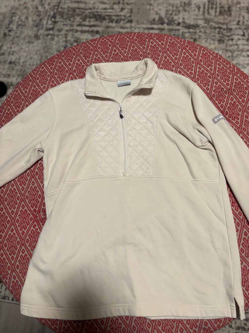 Columbia Cream Half-Zip Quilted Pullover